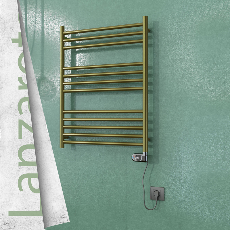 Lanzarote Sèche-serviettes Électrique en Inox 600x800 Doré Satiné (Thesis Thermostat) 200W 