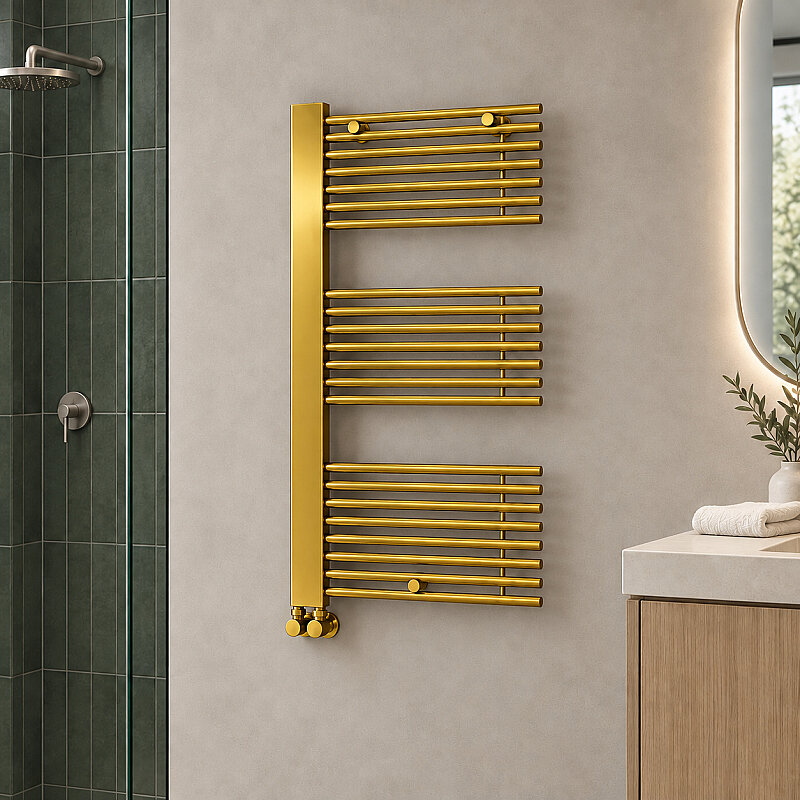 Male Decorative Towel Rail 600x1190 Gold