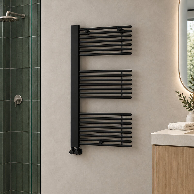 Male Decorative Towel Rail 600x1190 Black