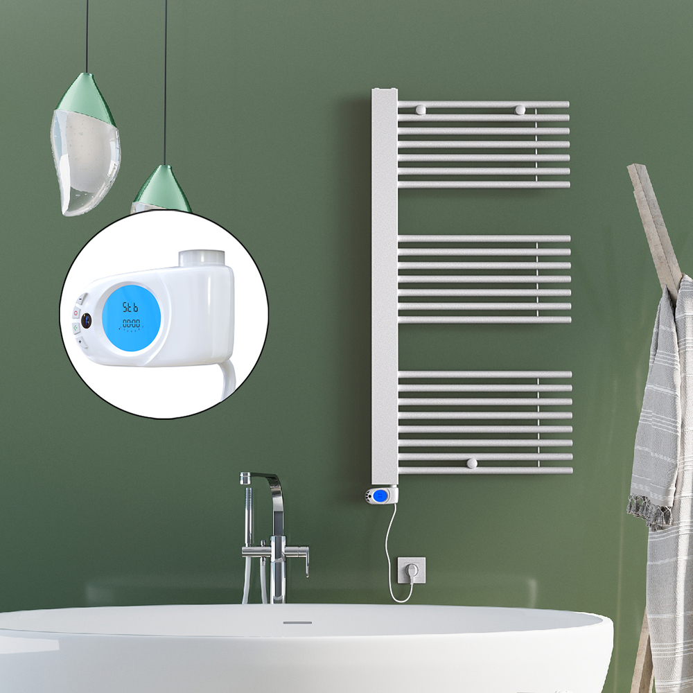 Male Electric Towel Warmer 600x1190 White (Musa Thermostat) 600 W - 1
