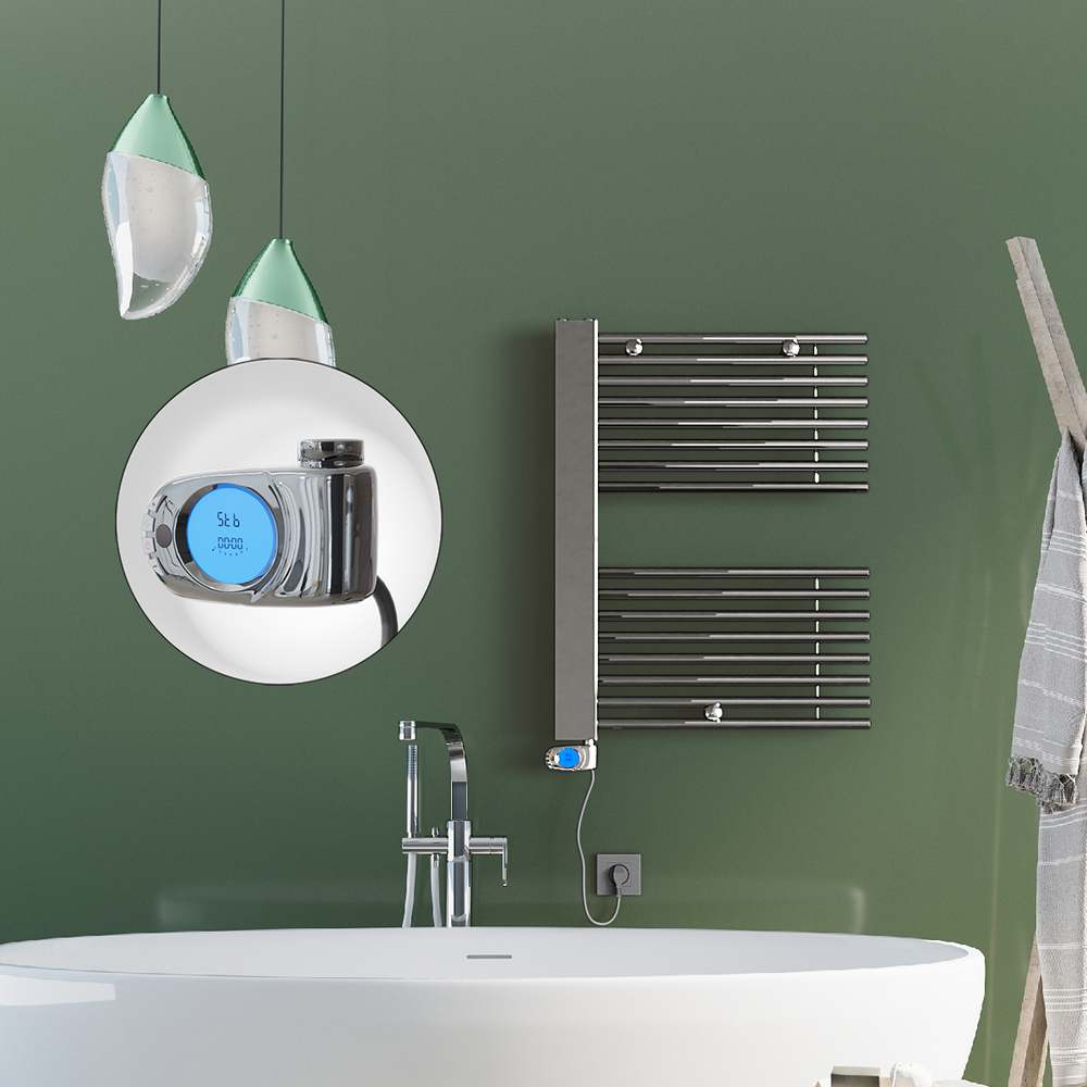 Male Electric Towel Warmer 600x800 Chrome (Musa Thermostat) 300 W - 1