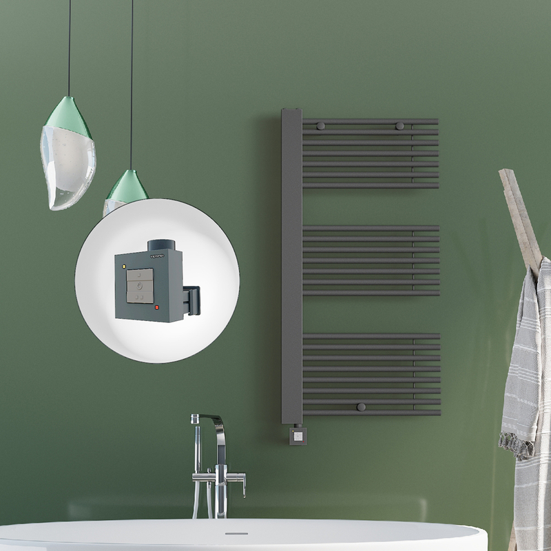 Male Electric Towel Warmer 600x1190 Anthracite Ktx1 600 W (Spiral Cable)