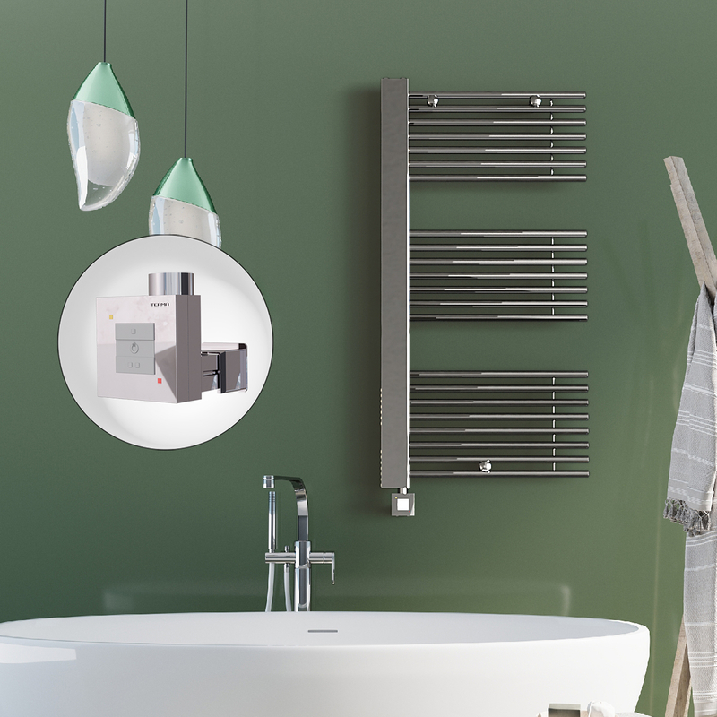 Male Electric Towel Warmer 600x1190 Chrome Ktx1 300 W (Spiral Cable)
