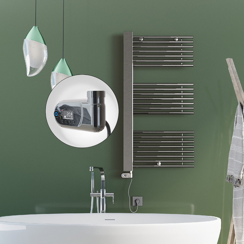 Male Sèche Serviettes Electrique 600x1190 Chrome (Thermostat Thesis) 600 Watt