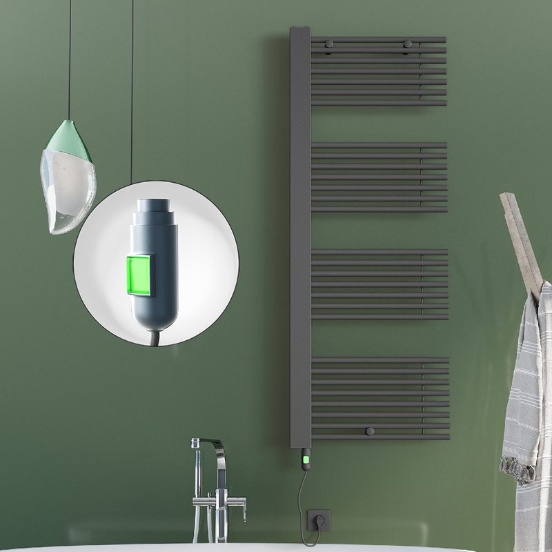 Male Elektrikli Havlupan 600x1600 Antrasit (On/Off Düğmeli) 900W 