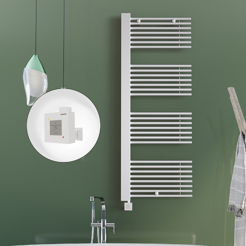 Male Electric Towel Warmer 600x1600 White Ktx1 1000 W (Spiral Cable)