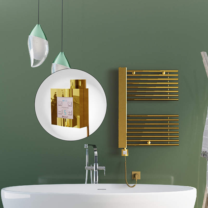 Male Electric Towel Warmer 600x800 Gold Ktx4 300 W (Spiral Cable)
