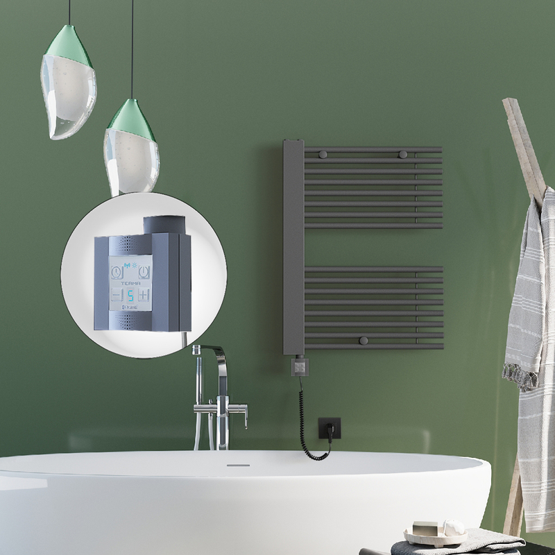 Male Sèche Serviettes Electrique 600x800 Anthracite Ktx4 600 Watt Câble en spirale