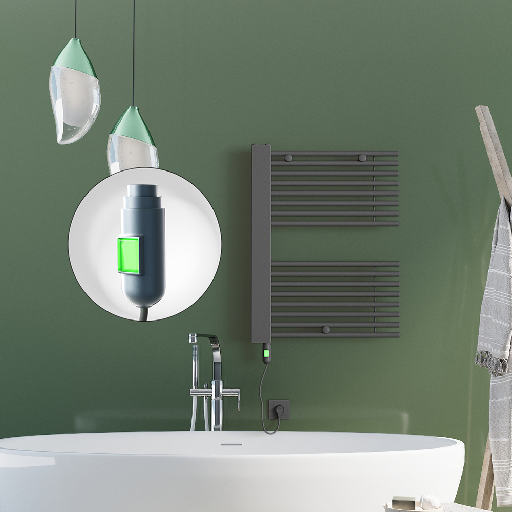 Male Elektrikli Havlupan 600x800 Antrasit (On/Off Düğmeli) 600W - 1