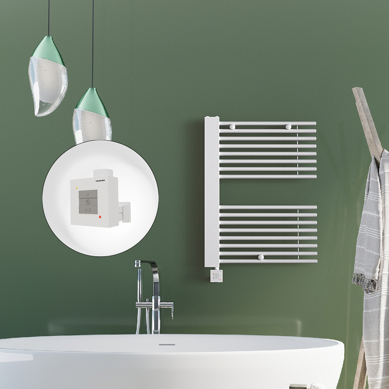 Male Sèche Serviettes Electrique 600x800 Blanc Ktx1 600 Watt Câble en spirale