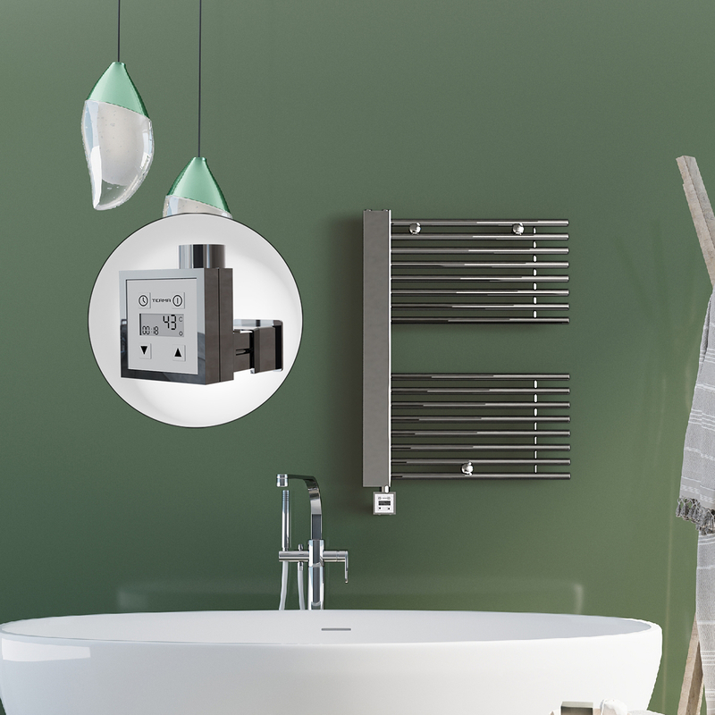 Male Sèche Serviettes Electrique 600x800 Chrome Ktx3 300 Watt Câble en spirale