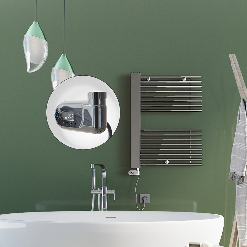Male Electric Towel Warmer 600x800 Chrome (Thesis Thermostat) 300 W