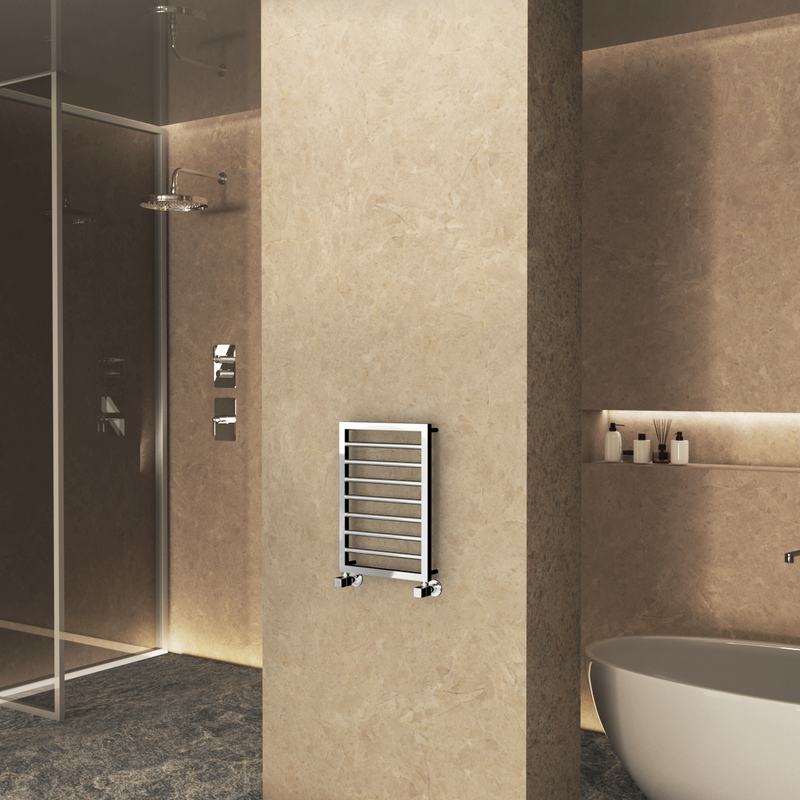 Naxos Decorative Towel Rail 450x655 Chrome