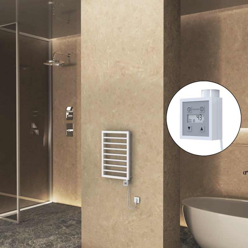 Naxos Sèche Serviettes Electrique 450x655 Mat Blanc 9016 Ktx3 300 Watt Câble en spirale