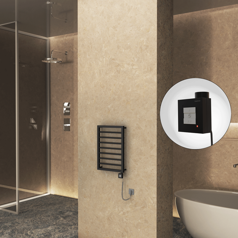 Naxos Electric Towel Warmer 450x655 Matte Black Ktx1 200 W (Spiral Cable)