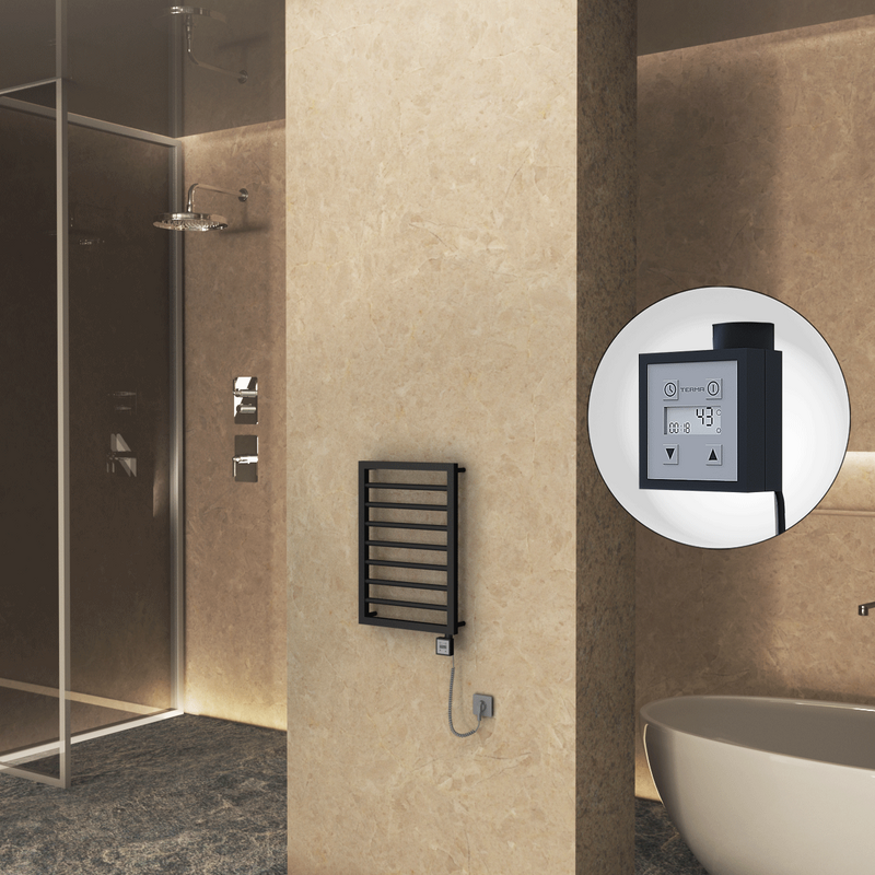 Naxos Electric Towel Warmer 450x655 Matte Black Ktx3 200 W (Spiral Cable)