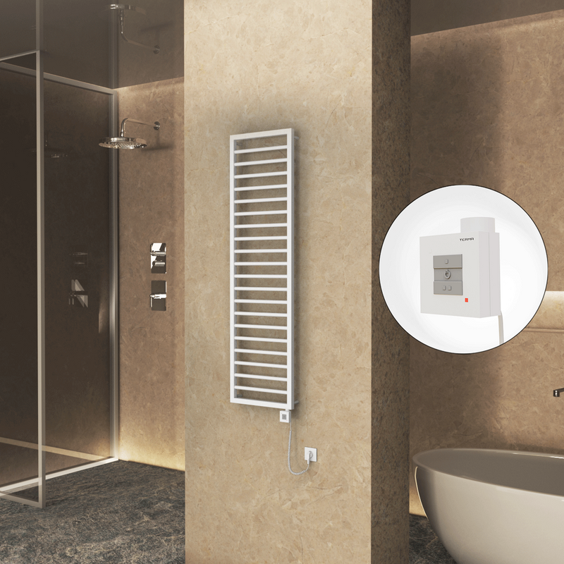 Naxos Electric Towel Warmer 500x1655 Mat White 9016 Ktx1 600 W (Spiral Cable)