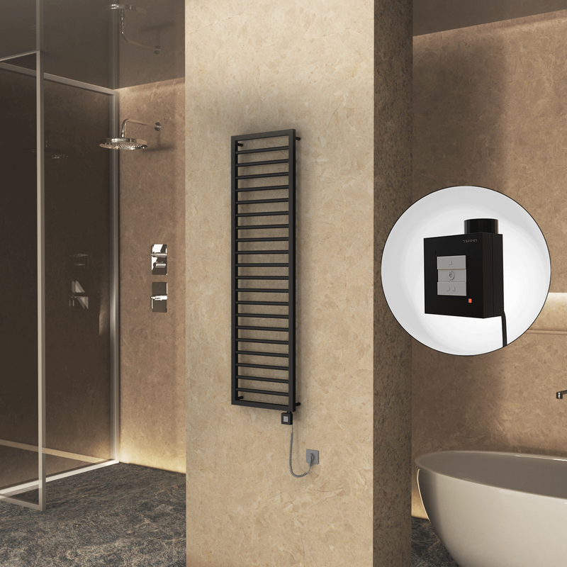 Naxos Electric Towel Warmer 500x1655 Matte Black Ktx1 600 W (Spiral Cable)