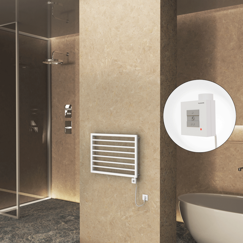 Naxos Sèche Serviettes Electrique 800x578 Mat Blanc 9016 Ktx1 300 Watt Câble en spirale