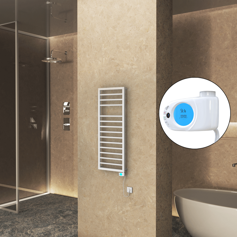 Naxos Sèche Serviettes Electrique 500x1193 Mat Blanc 9016 Musa 600 Watt 