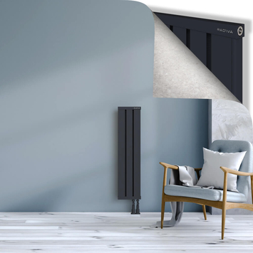 Obi Dekoratif Alüminyum Radyatör 1000x244 Koyu Antrasit Alt Sağ 50mm