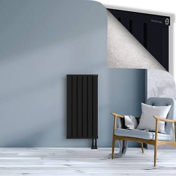 Obi Dekoratif Alüminyum Radyatör 1000x484 Siyah Alt Sağ 50mm