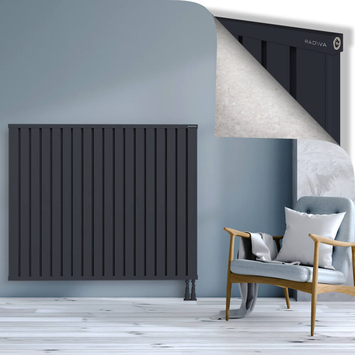Obi Dekoratif Alüminyum Radyatör 1200x1444 Koyu Antrasit Alt Sağ 50mm