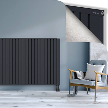Obi Dekoratif Alüminyum Radyatör 1200x2244 Koyu Antrasit Alt Sağ 50mm