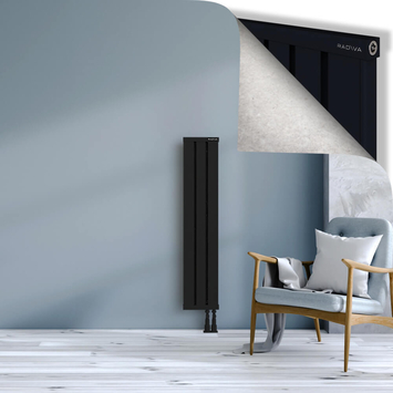 Obi Dekoratif Alüminyum Radyatör 1200x244 Siyah Alt Sağ 50mm