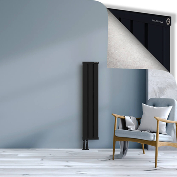 Obi Dekoratif Alüminyum Radyatör 1200x244 Siyah Alt Sol 50mm