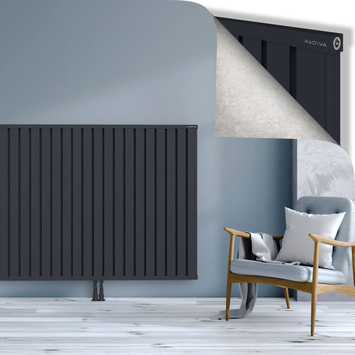 Obi Dekoratif Alüminyum Radyatör 1200x2964 Koyu Antrasit Alt Orta 50mm