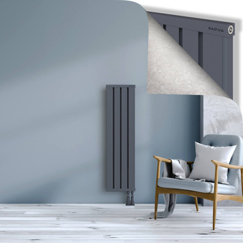Obi Dekoratif Alüminyum Radyatör 1200x324 Antrasit Alt Sağ 50mm