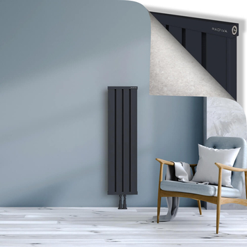 Obi Dekoratif Alüminyum Radyatör 1200x324 Koyu Antrasit Alt Orta 50mm