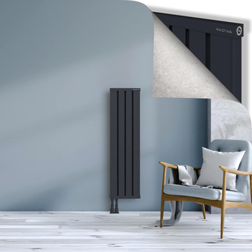 Obi Dekoratif Alüminyum Radyatör 1200x324 Koyu Antrasit Alt Sol 50mm