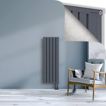 Obi Dekoratif Alüminyum Radyatör 1200x404 Antrasit Alt Sağ 50mm