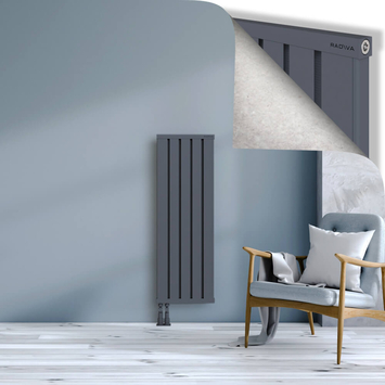 Obi Dekoratif Alüminyum Radyatör 1200x404 Antrasit Alt Sol 50mm
