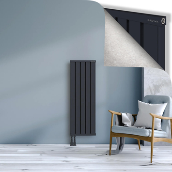 Obi Dekoratif Alüminyum Radyatör 1200x404 Koyu Antrasit Alt Sol 50mm