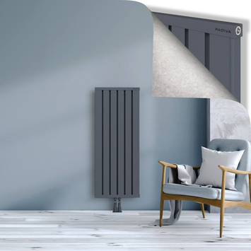 Obi Dekoratif Alüminyum Radyatör 1200x484 Antrasit Alt Orta 50mm