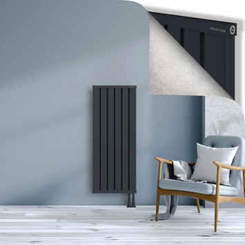Obi Dekoratif Alüminyum Radyatör 1200x484 Koyu Antrasit Alt Sağ 50mm