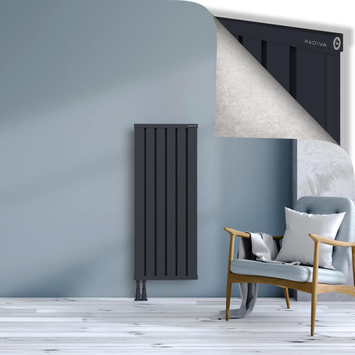 Obi Dekoratif Alüminyum Radyatör 1200x484 Koyu Antrasit Alt Sol 50mm