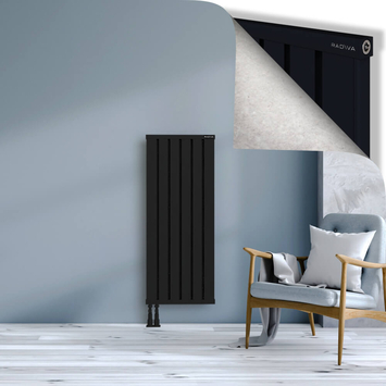 Obi Dekoratif Alüminyum Radyatör 1200x484 Siyah Alt Sol 50mm