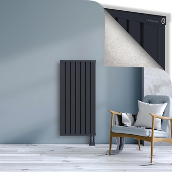 Obi Dekoratif Alüminyum Radyatör 1200x564 Koyu Antrasit Alt Sağ 50mm