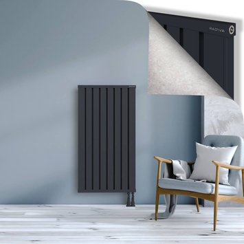Obi Dekoratif Alüminyum Radyatör 1200x644 Koyu Antrasit Alt Sağ 50mm