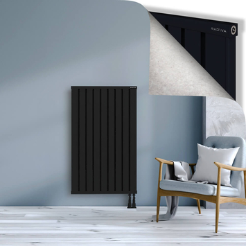 Obi Dekoratif Alüminyum Radyatör 1200x724 Siyah Alt Sağ 50mm
