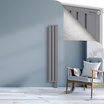 Obi Dekoratif Alüminyum Radyatör 1500x244 Gri Alt Sağ 50mm