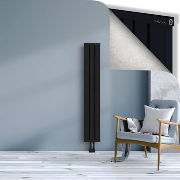 Obi Dekoratif Alüminyum Radyatör 1500x244 Siyah Alt Orta 50mm