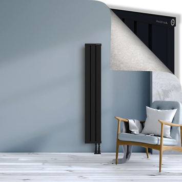 Obi Dekoratif Alüminyum Radyatör 1500x244 Siyah Alt Sağ 50mm