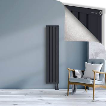 Obi Dekoratif Alüminyum Radyatör 1500x324 Koyu Antrasit Alt Sağ 50mm