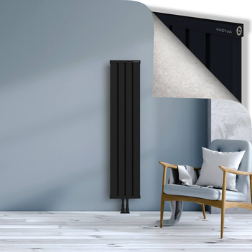 Obi Dekoratif Alüminyum Radyatör 1500x324 Siyah Alt Orta 50mm