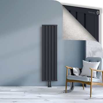 Obi Dekoratif Alüminyum Radyatör 1500x404 Koyu Antrasit Alt Orta 50mm